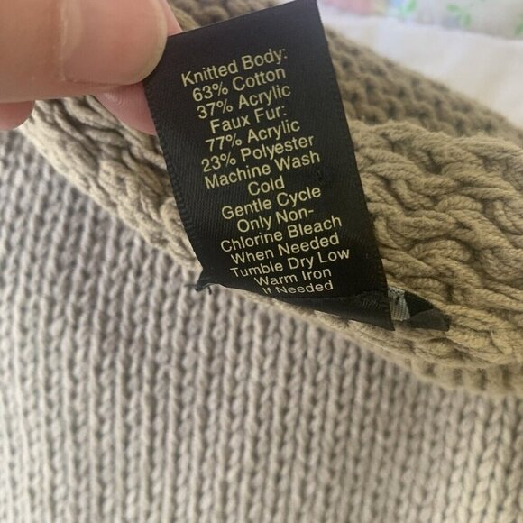 Ann Taylor Womens Sweater Vest Size Medium Knitted Brown Faux Fur Open Front - Picture 8 of 8